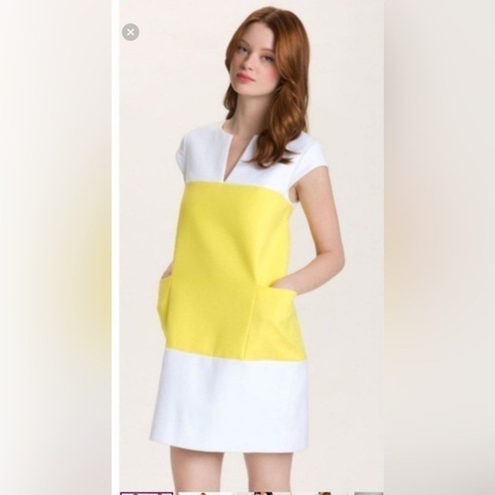 Kate Spade New York Yellow and White Colorblock Shift Dress Sz 4